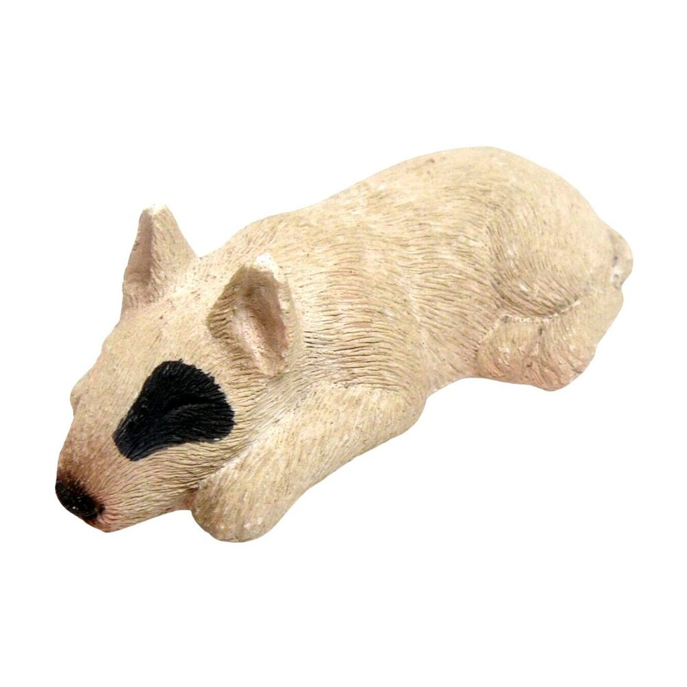 Sandicast Handcrafted and Painted Sleeping Bull Terrier Figurine White 1985 Vtg
